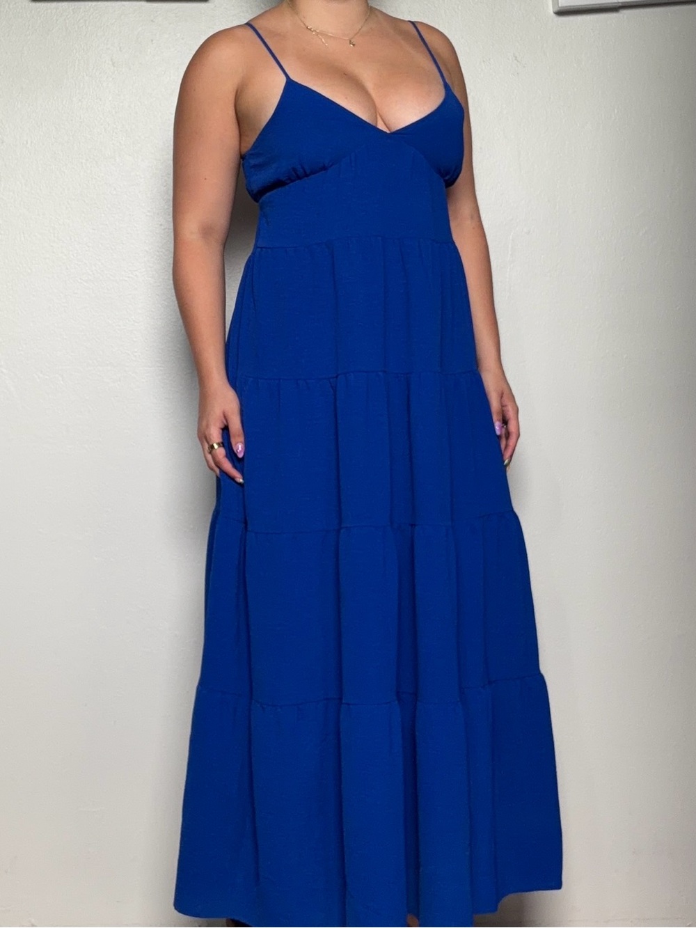 Cobalt Tiered Maxi Dress with Spaghetti Straps